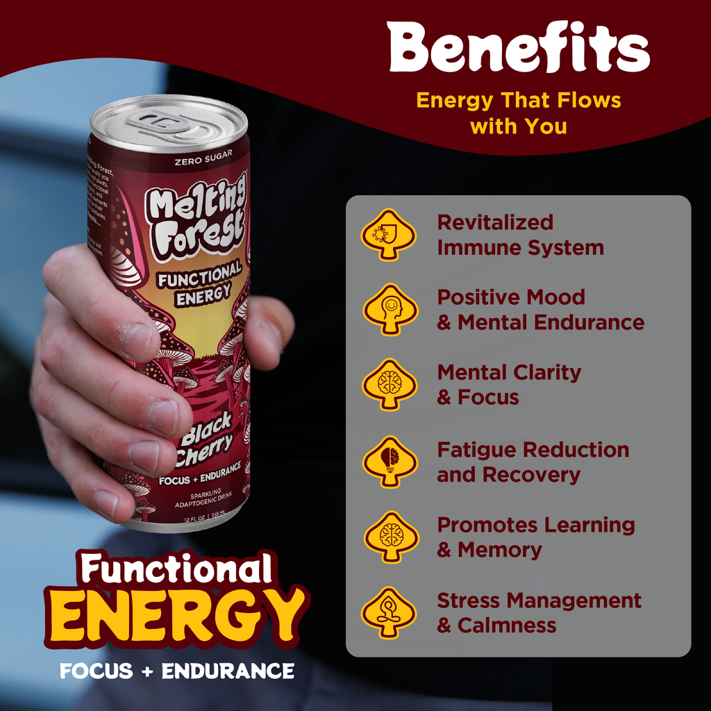 Melting Forest Black Cherry Mushroom Energy Drink | 12-Pack