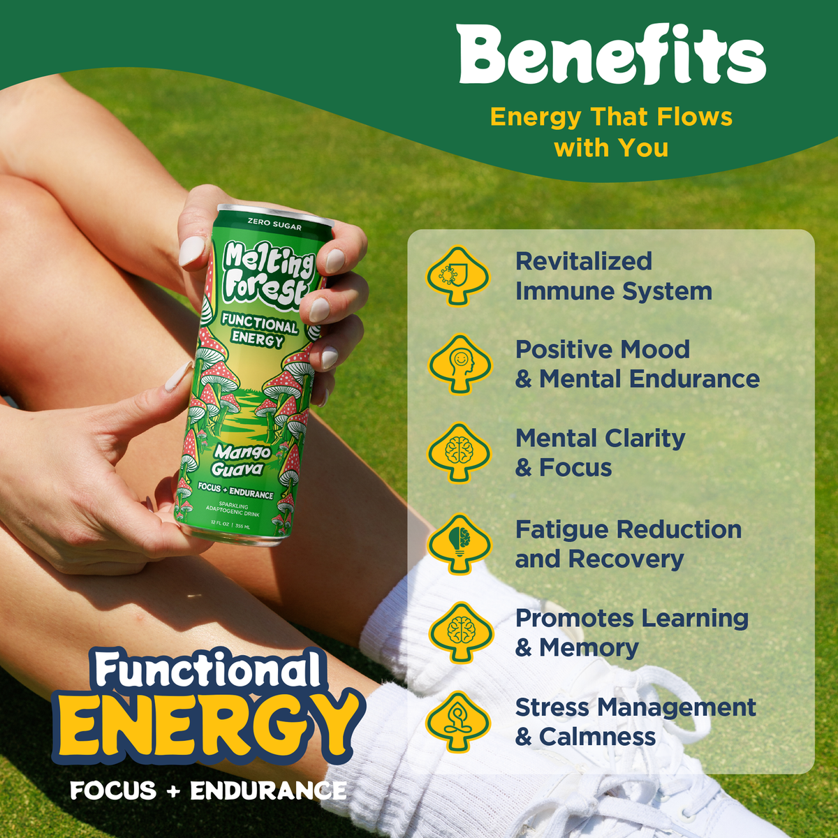 Melting Forest Mango Guava Mushroom Energy Drink | 12-Pack
