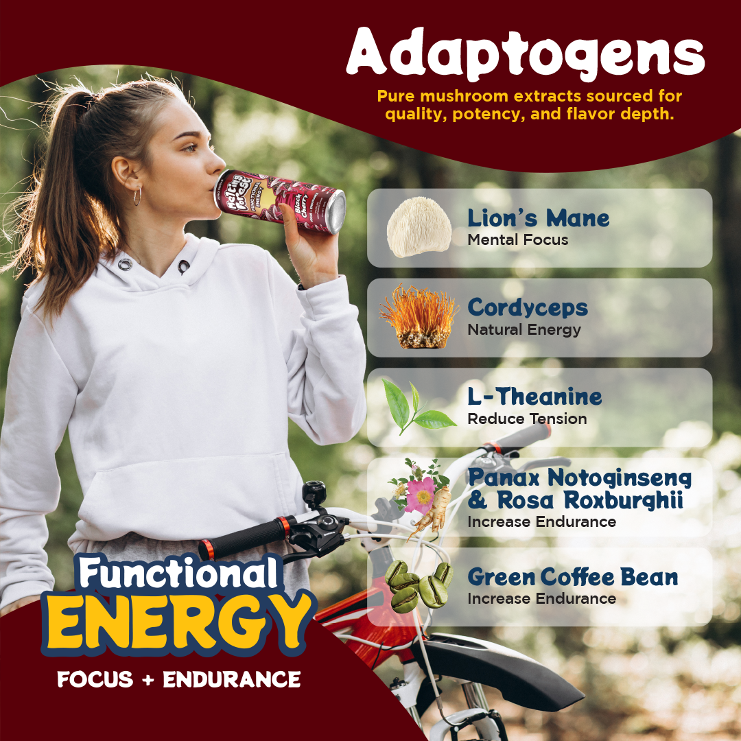 Melting Forest Black Cherry Mushroom Energy Drink | 12-Pack
