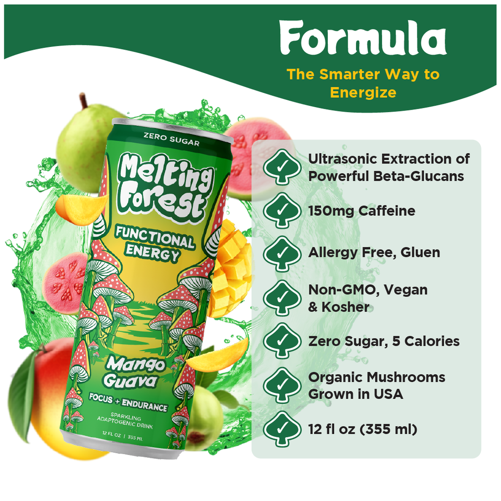 Melting Forest Mango Guava Mushroom Energy Drink | 12-Pack