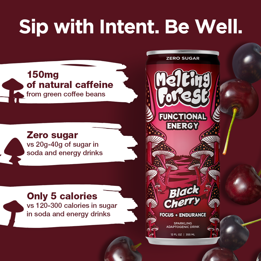Melting Forest Black Cherry Mushroom Energy Drink | 12-Pack